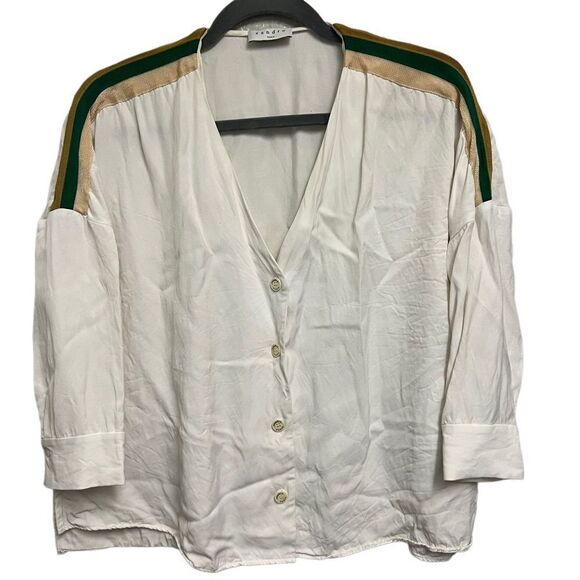 Sandro Tops - Sandro White Button Down Striped Shirt Size 1